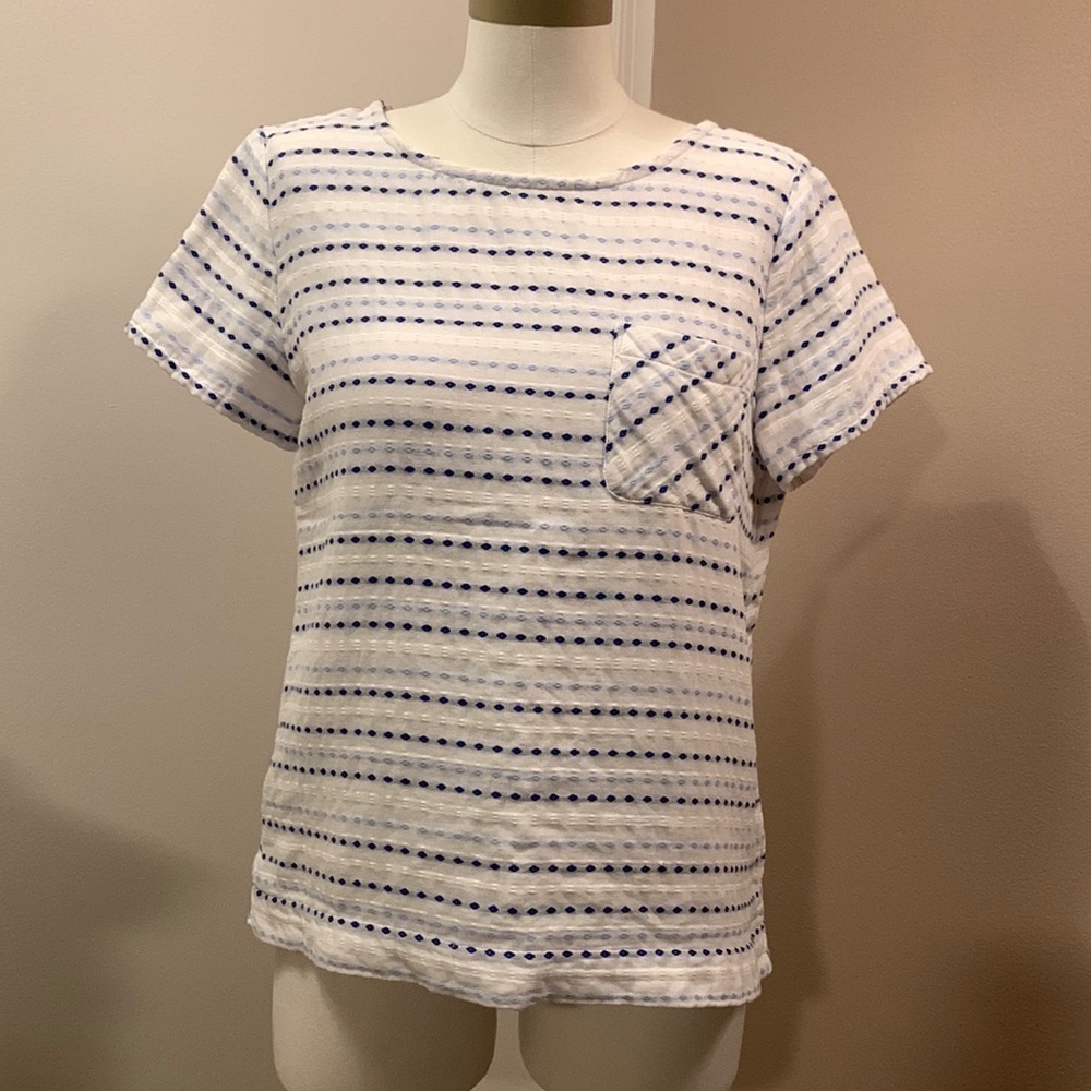 TALBOT Double Cotton White with Blue Dots Top Size S- Like New